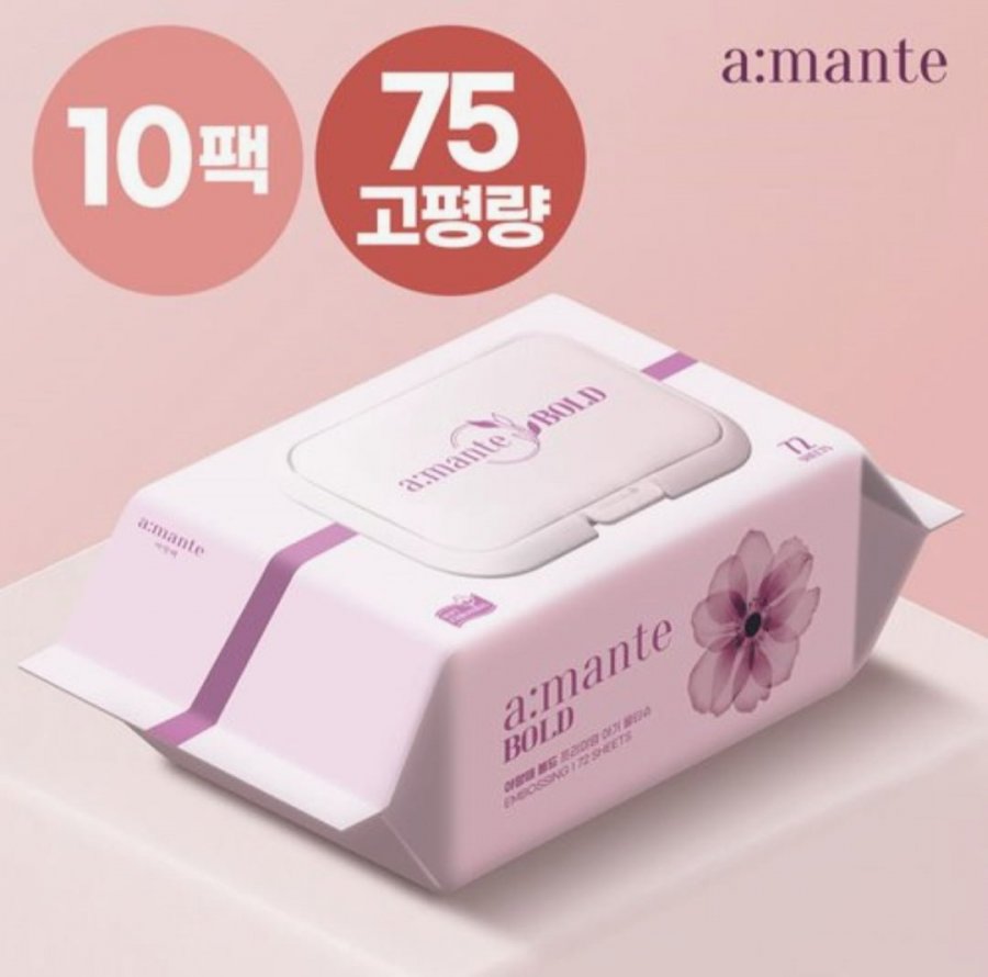 [SK스토아] 아망떼 프리미엄 두꺼운 75gsm고평량 물티슈 72매 10팩 (9,900원/무배)