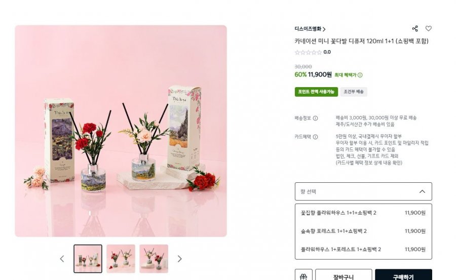 [기아샵] 디스이즈명화 카테이션 디퓨저 1+1 (11,900/3천원 3만무배)1