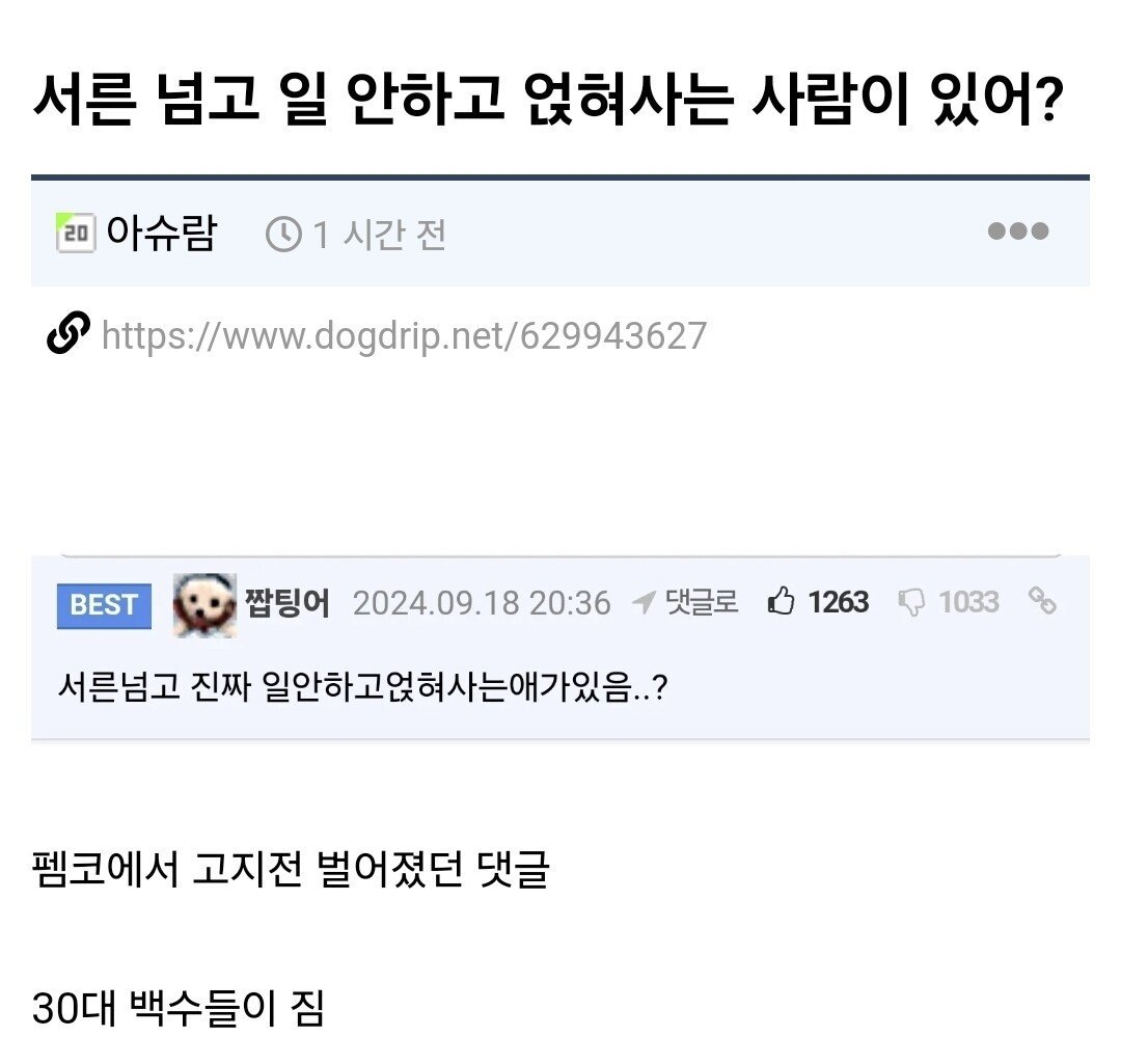 서른 넘고 일 안하고 얹혀사는 사람이 있어?