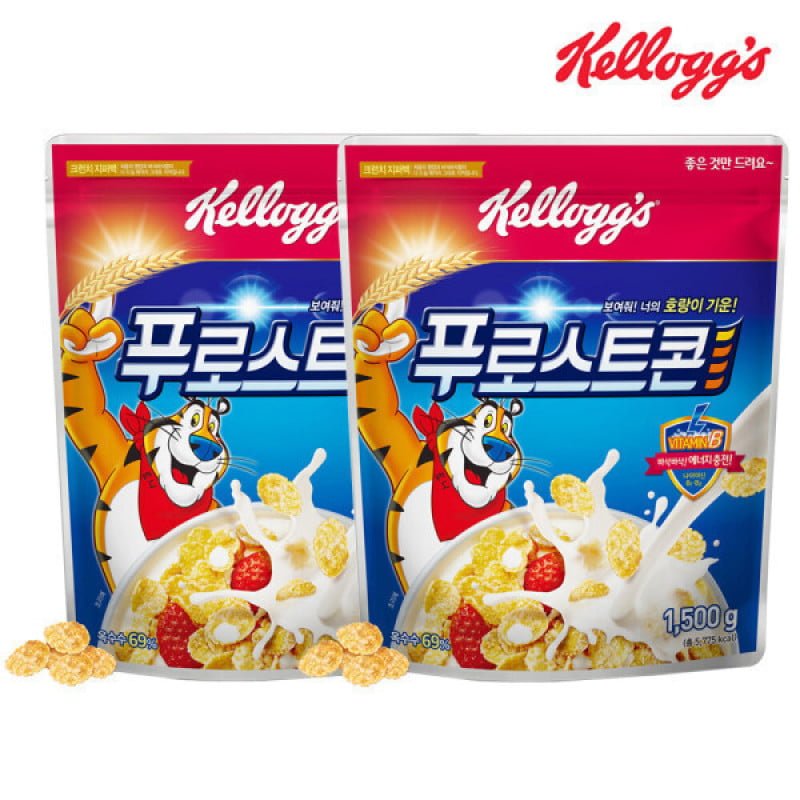 [지마켓] 켈로그 시리얼 콘 푸로스트 대용량 1500g x 2개 총 3kg (유클 18,700원/무배)4
