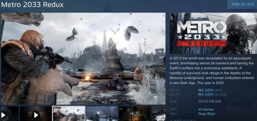 [스팀/GOG] Metro 2033 Redux (무료/무료)20